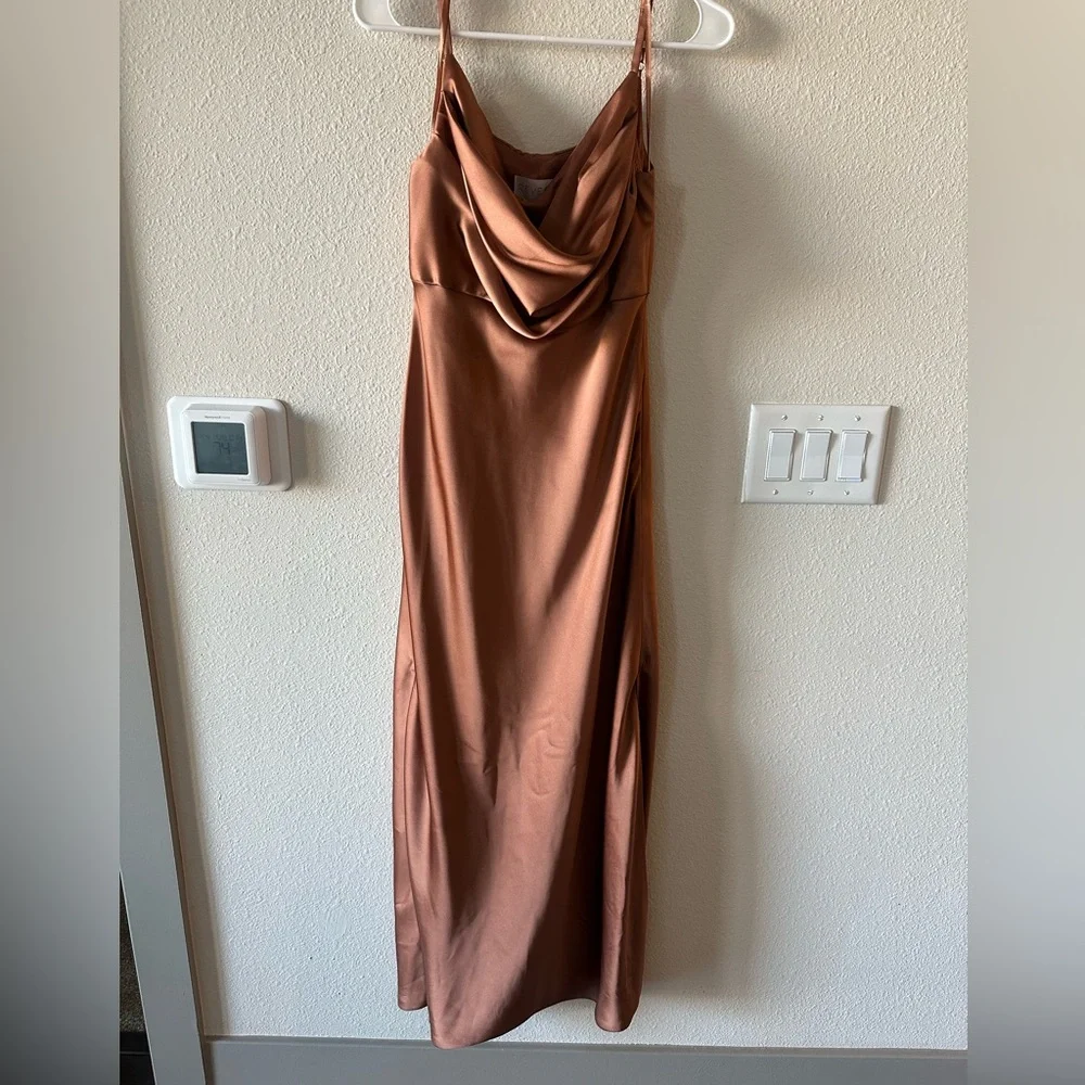 Revelry Skye Satin Dress in Copper - Picture 5 of 10